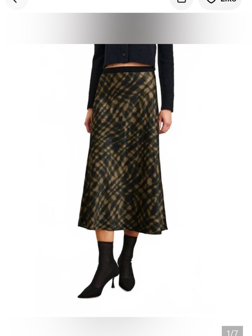 Rails Olive and Black Printed Midi Skirt